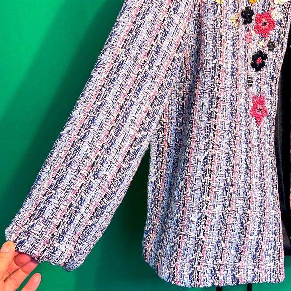 M Summer of Love Flower Knitted Cardigan Women Loose RoundNeck LongSleeve Beads - Picture 6 of 17